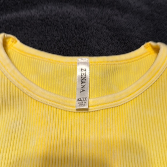 Zenana Yellow Ribbed Crop Top or Bra - Picture 3 of 3